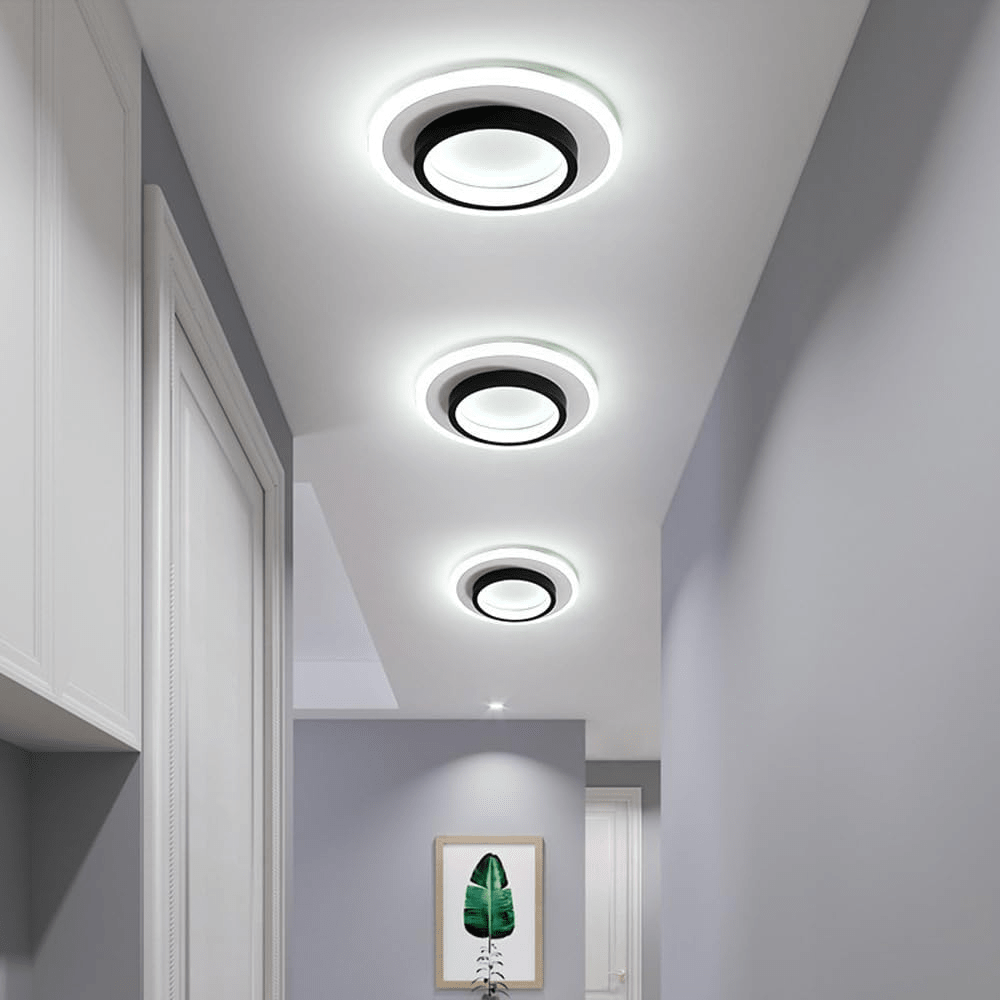 Tiered Circular Ceiling Light In Metal, 12-Inch Flush Mount