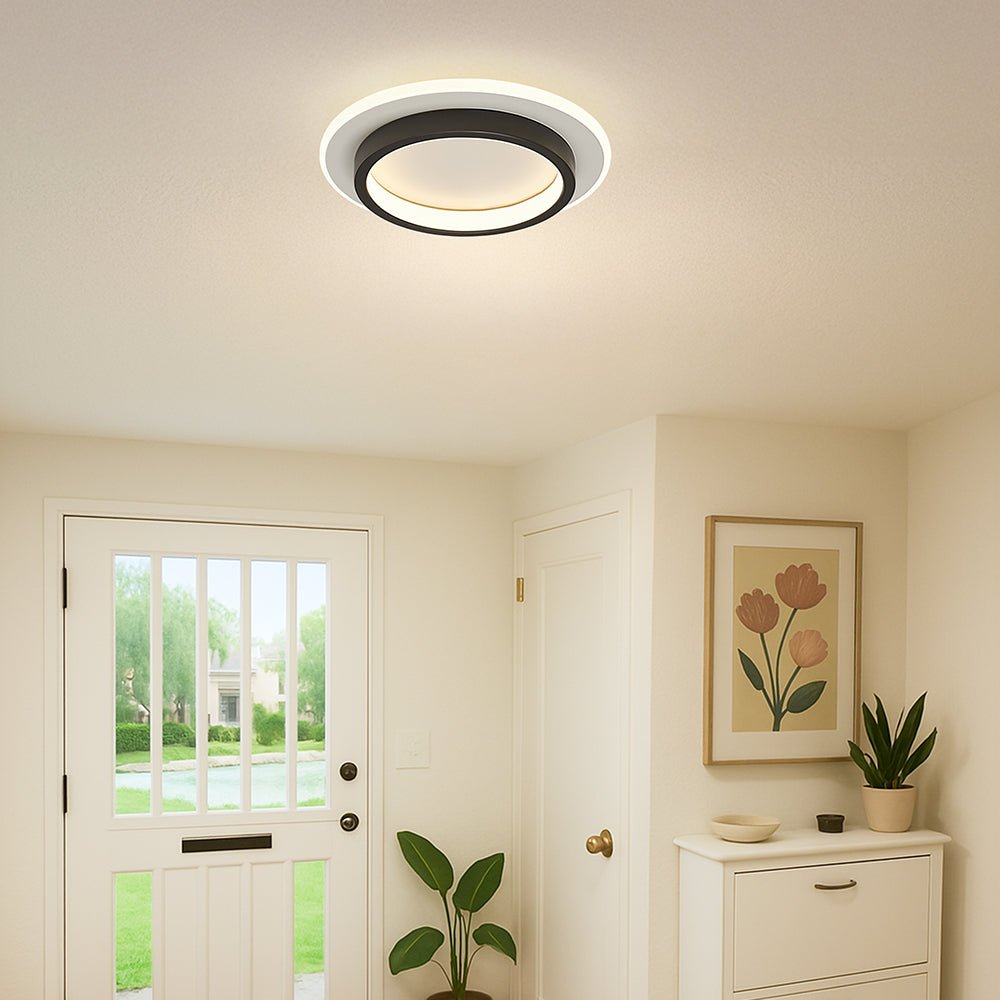Tiered Circular Ceiling Light In Metal, 12-Inch Flush Mount