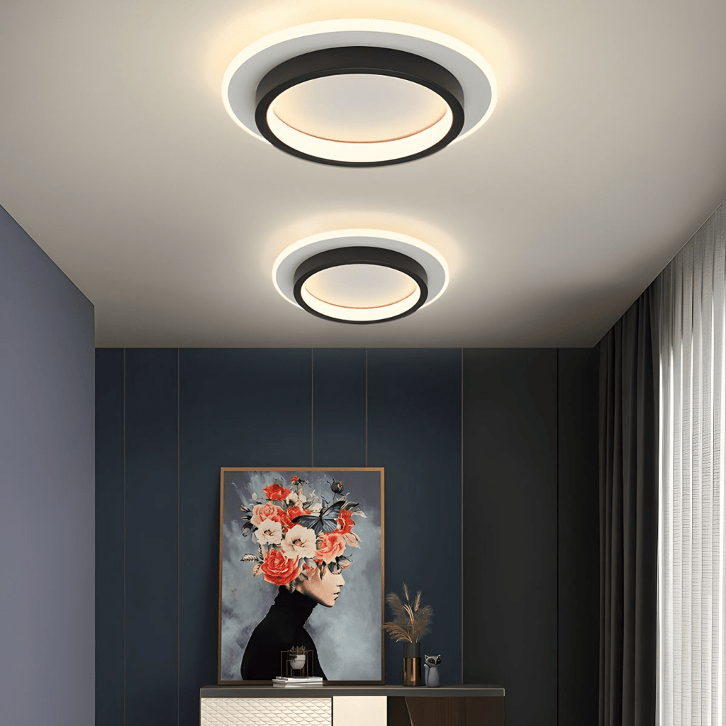 Tiered Circular Ceiling Light In Metal, 12-Inch Flush Mount