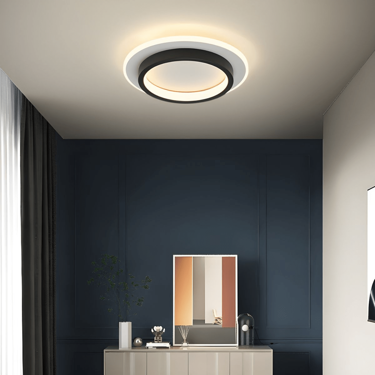 Tiered Circular Ceiling Light In Metal, 12-Inch Flush Mount