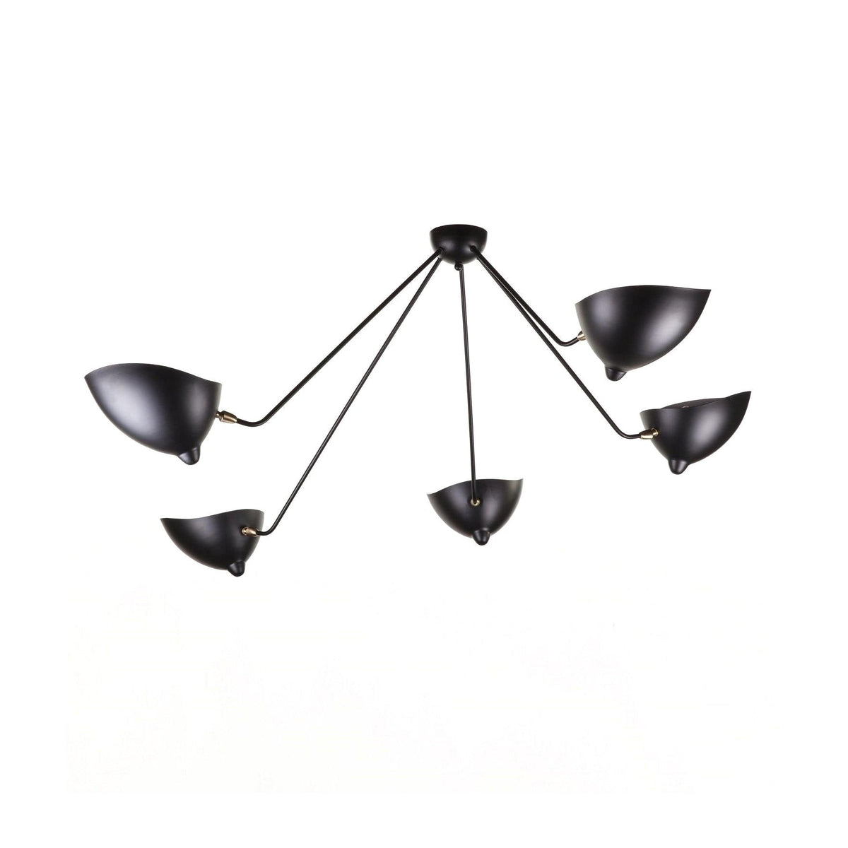 Set against a white background, this Clérachic ceiling light's five cone shades point in different directions.