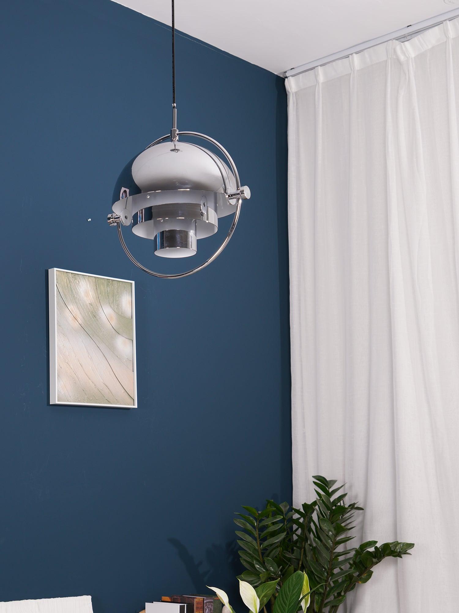 Multi-Lite pendant light shown from below highlighting the adjustable shade halves