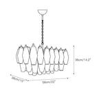 Line drawing of a chandelier with dimensions labeled