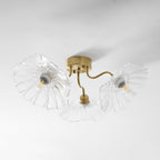 Ceiling Light, Frosted Leaf Glass Shades, Gold, E27, Lotus Leaf