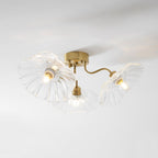 Ceiling Light, Frosted Leaf Glass Shades, Gold, E27, Lotus Leaf