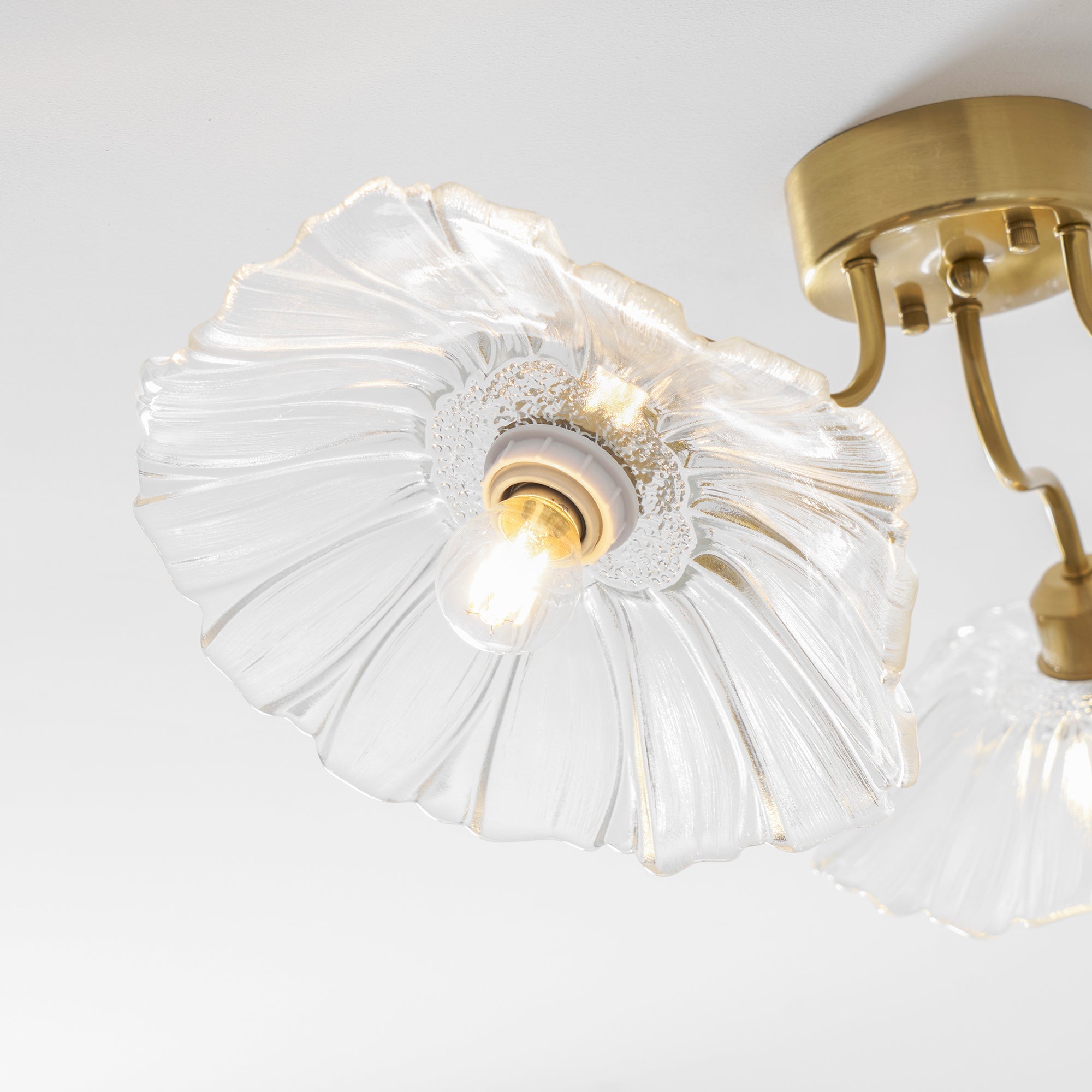 Ceiling Light, Frosted Leaf Glass Shades, Gold, E27, Lotus Leaf
