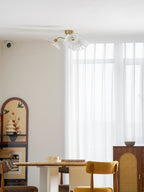 Ceiling Light, Frosted Leaf Glass Shades, Gold, E27, Lotus Leaf
