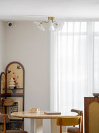 Ceiling Light, Frosted Leaf Glass Shades, Gold, E27, Lotus Leaf