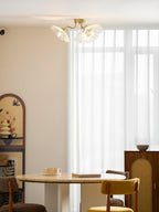 Ceiling Light, Frosted Leaf Glass Shades, Gold, E27, Lotus Leaf