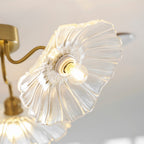Ceiling Light, Frosted Leaf Glass Shades, Gold, E27, Lotus Leaf