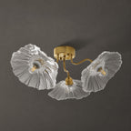 Ceiling Light, Frosted Leaf Glass Shades, Gold, E27, Lotus Leaf