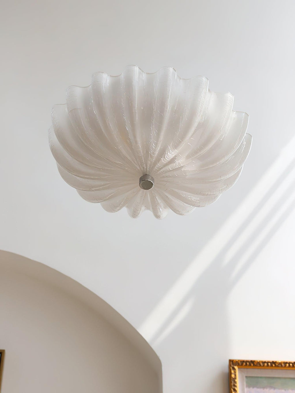 Murano Glass Flush Ceiling Light mounted in a hallway