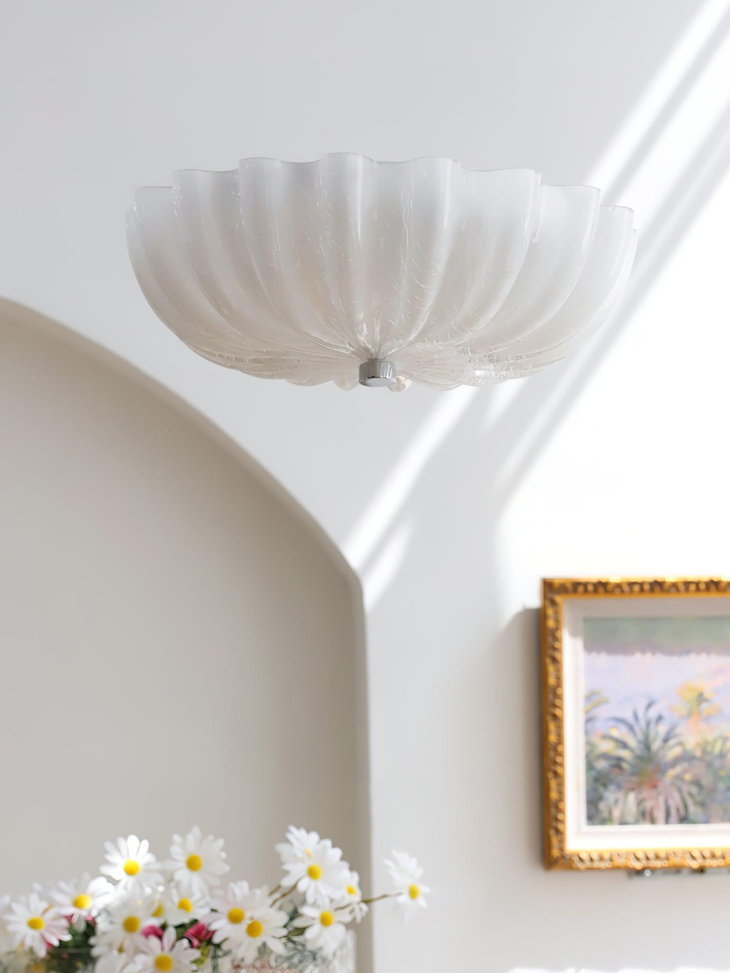 Murano Glass Flush Ceiling Light overhead in a living space