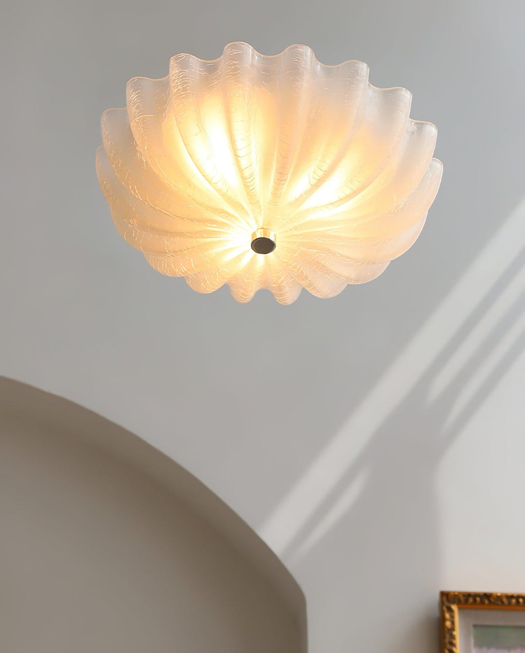 Murano Glass Flush Ceiling Light in a warm interior scene