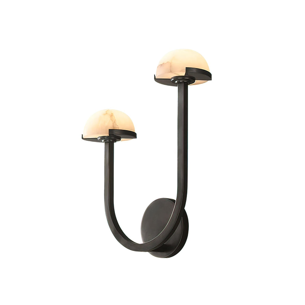Black Vitalira double wall light turned to show the depth between its two stepped alabaster shades.