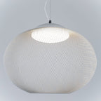 Pendant Light, Latticed Iron Mesh Shade, Black or White, Integrated LED