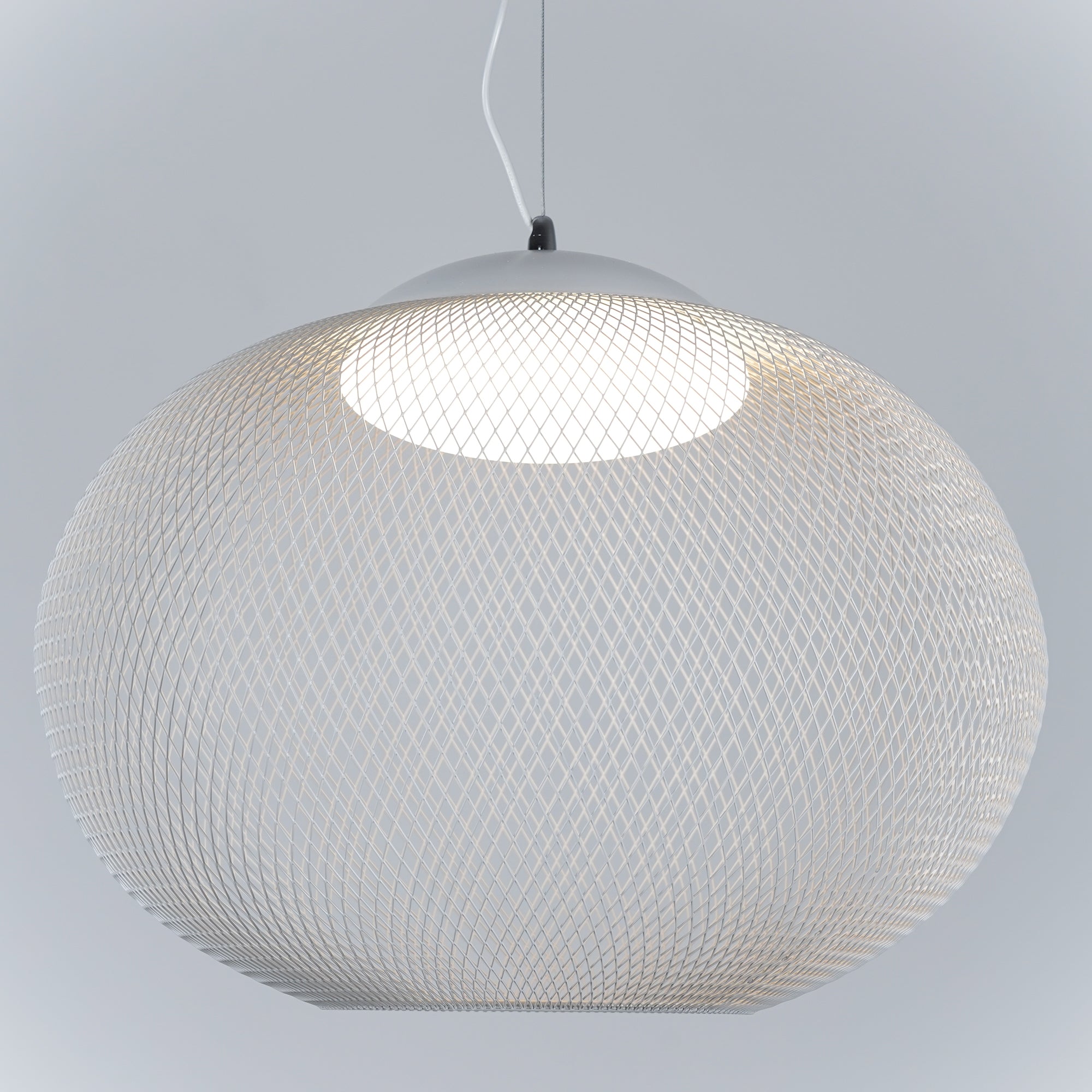 Pendant Light, Latticed Iron Mesh Shade, Black or White, Integrated LED