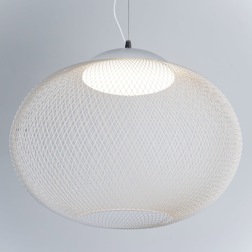 Pendant Light, Latticed Iron Mesh Shade, Black or White, Integrated LED