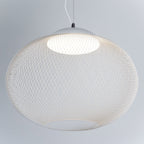 Pendant Light, Latticed Iron Mesh Shade, Black or White, Integrated LED