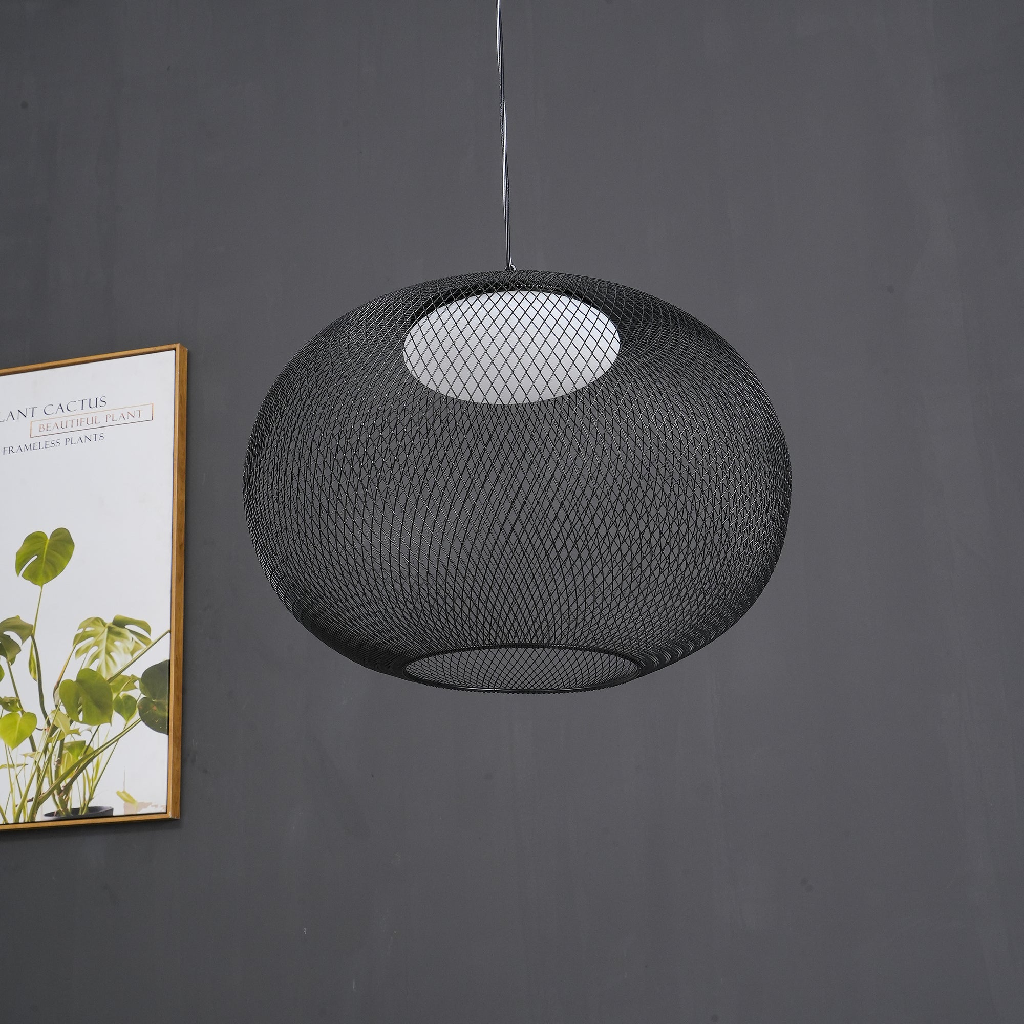 Two head mesh pendant cluster light hanging together