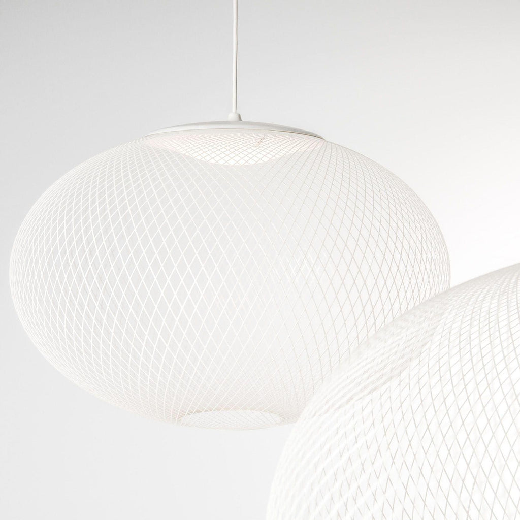 Pendant Light, Latticed Iron Mesh Shade, Black or White, Integrated LED
