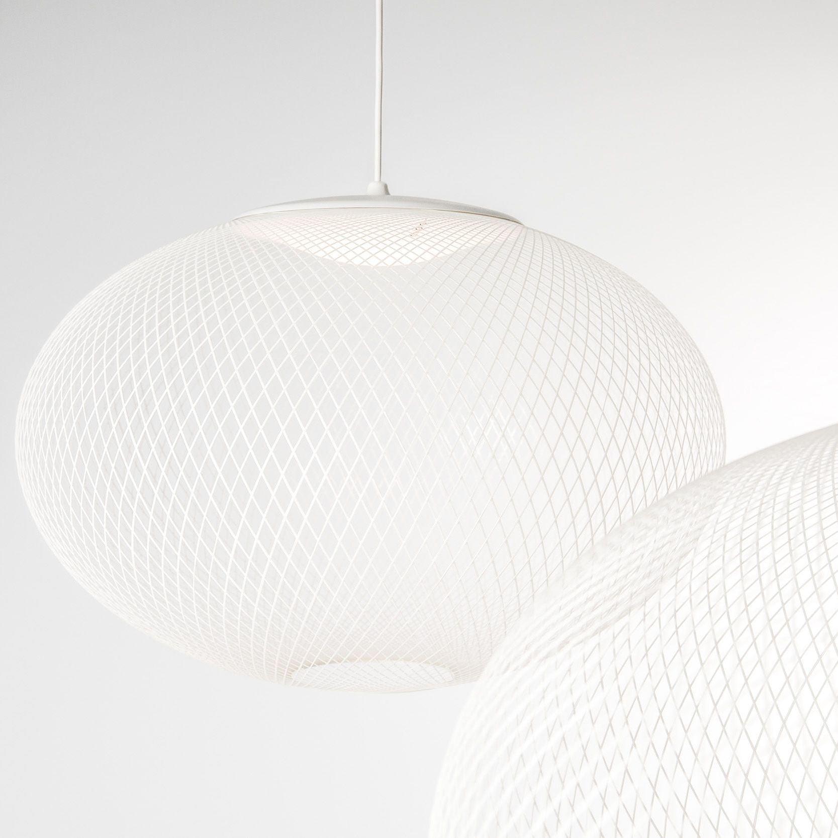 Pendant Light, Latticed Iron Mesh Shade, Black or White, Integrated LED