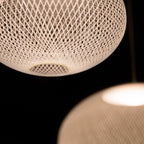 Pendant Light, Latticed Iron Mesh Shade, Black or White, Integrated LED