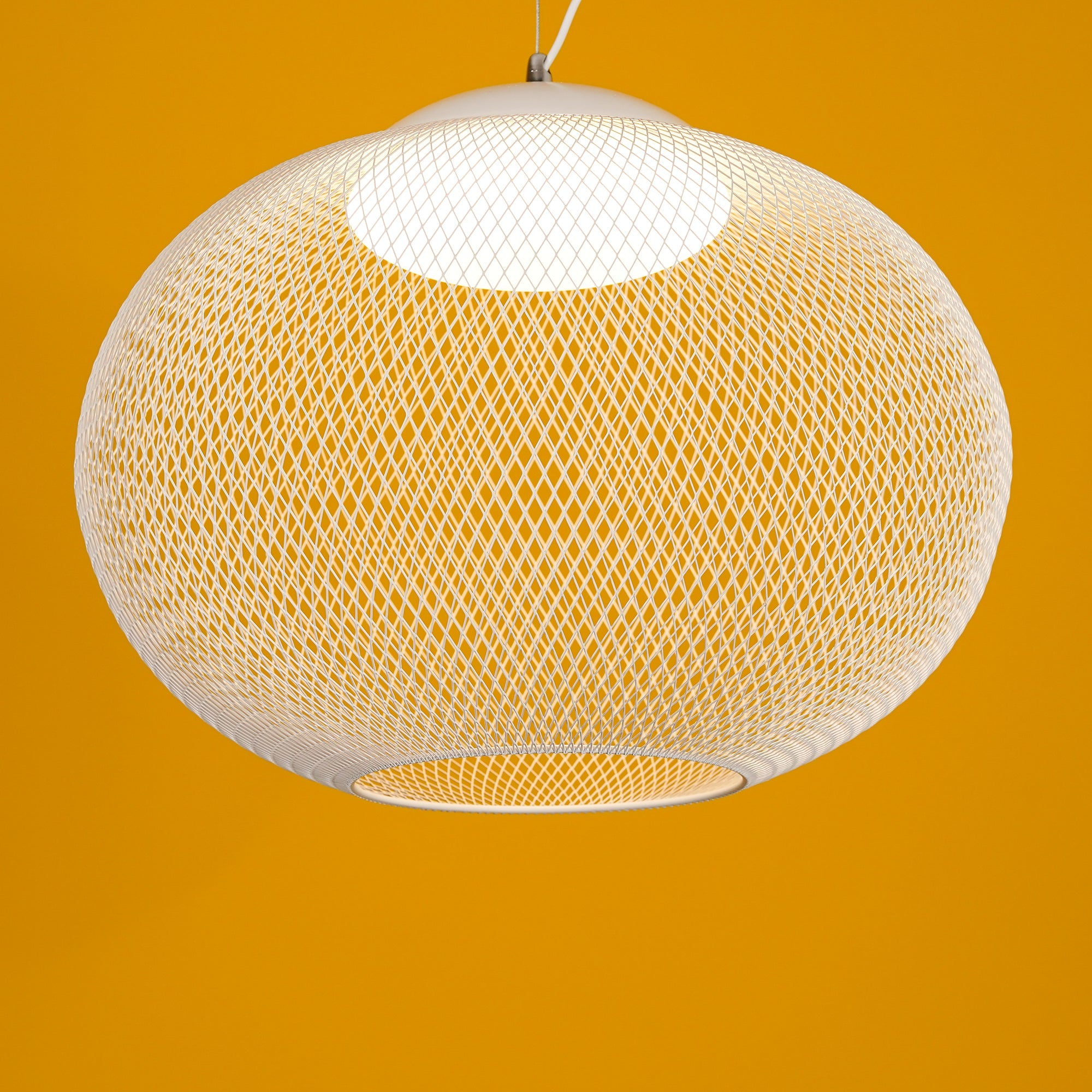Pendant Light, Latticed Iron Mesh Shade, Black or White, Integrated LED