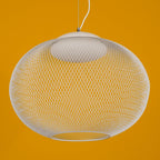 Pendant Light, Latticed Iron Mesh Shade, Black or White, Integrated LED