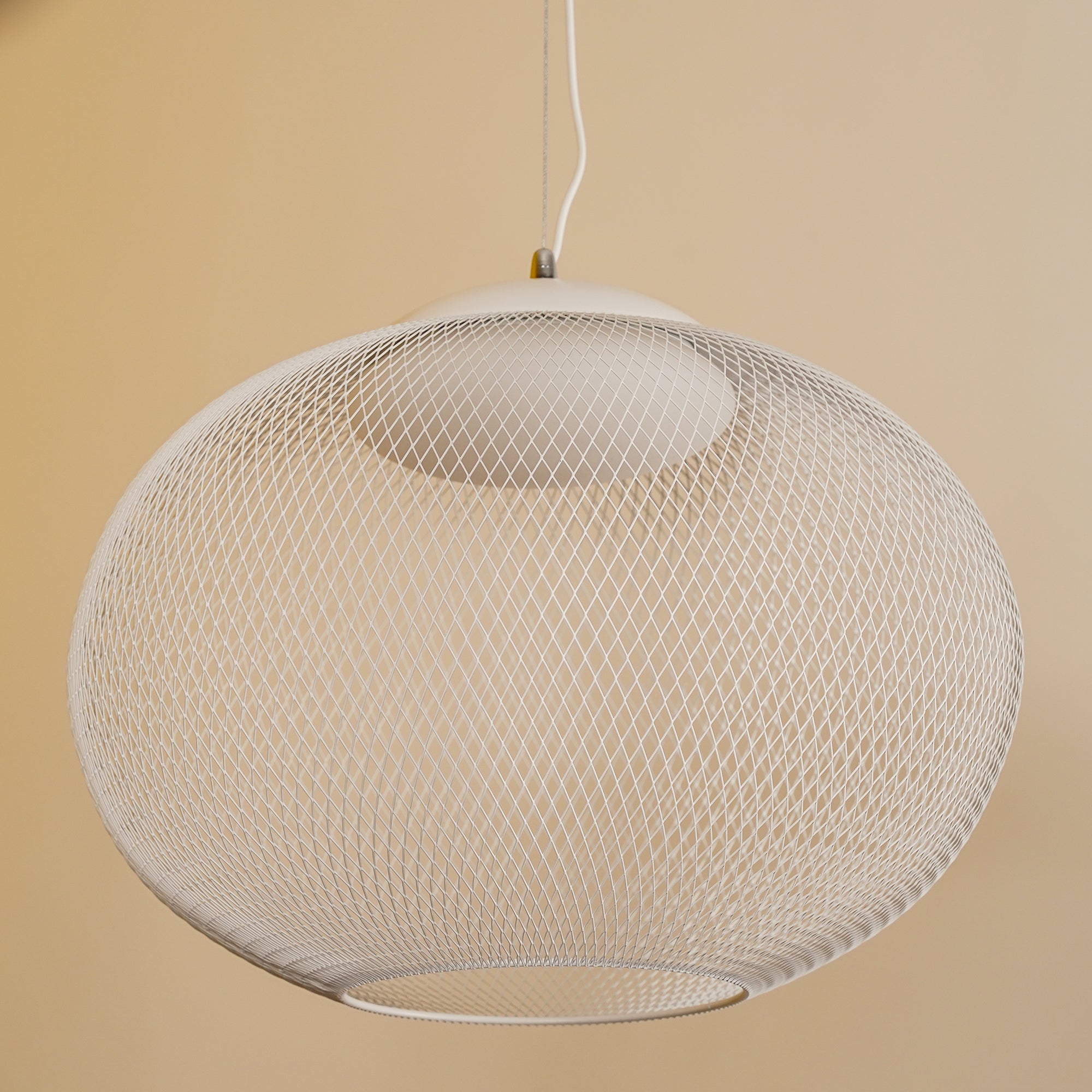 Pendant Light, Latticed Iron Mesh Shade, Black or White, Integrated LED