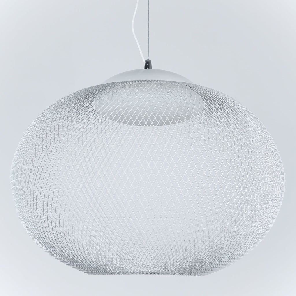 Pendant Light, Latticed Iron Mesh Shade, Black or White, Integrated LED