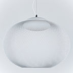 Pendant Light, Latticed Iron Mesh Shade, Black or White, Integrated LED