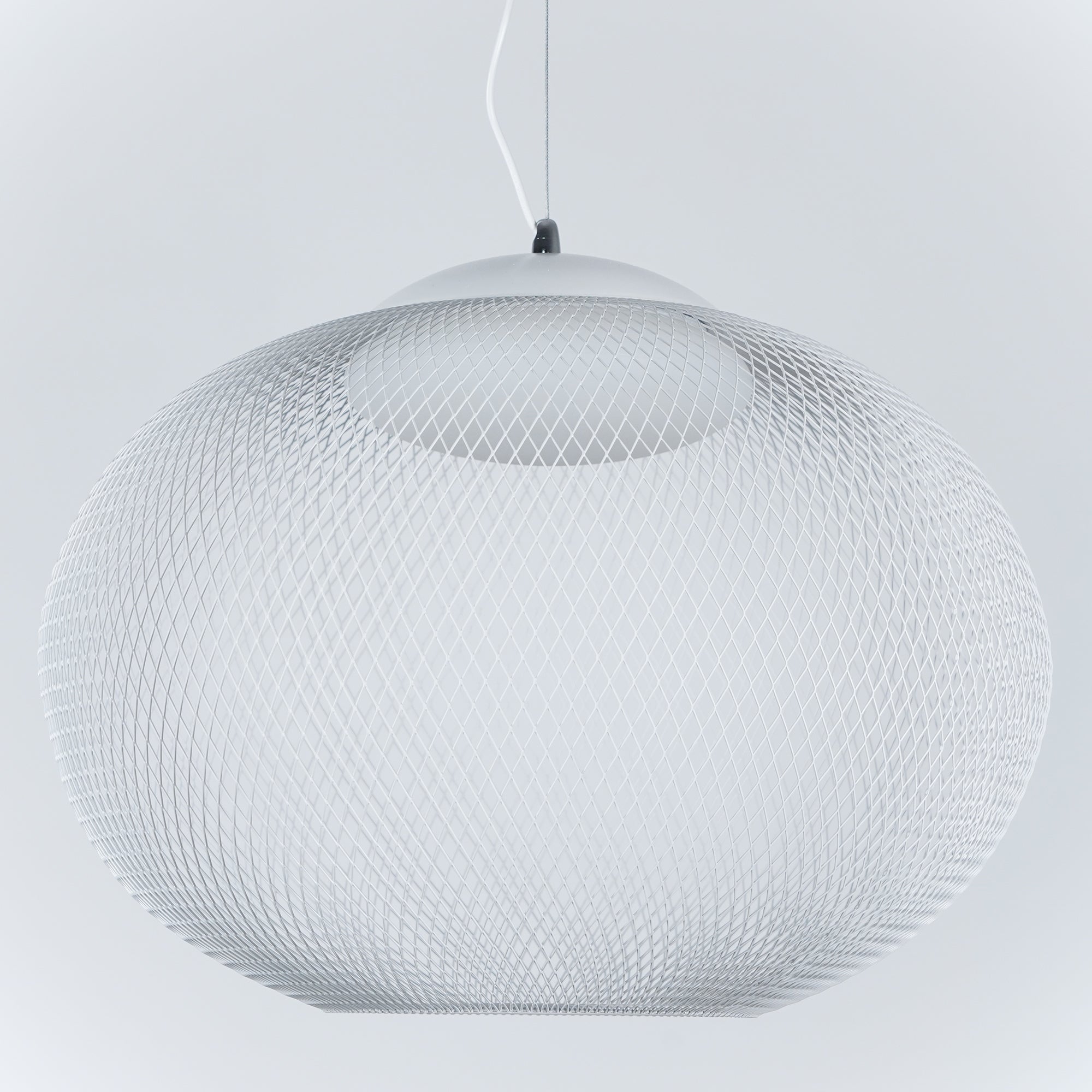 Pendant Light, Latticed Iron Mesh Shade, Black or White, Integrated LED