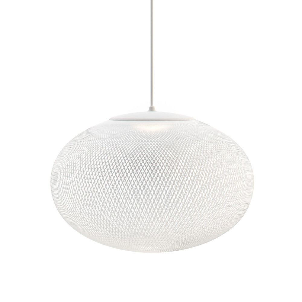 Mesh pendant light close detail of the iron lattice