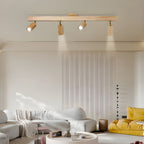 Wood-shade track spotlight with warm directional lighting