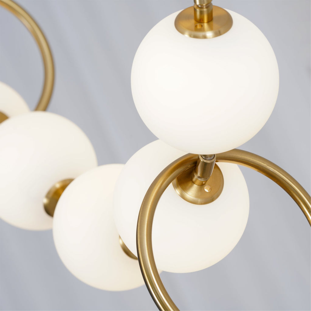 Necklace pendant light with hand-blown globes in a line