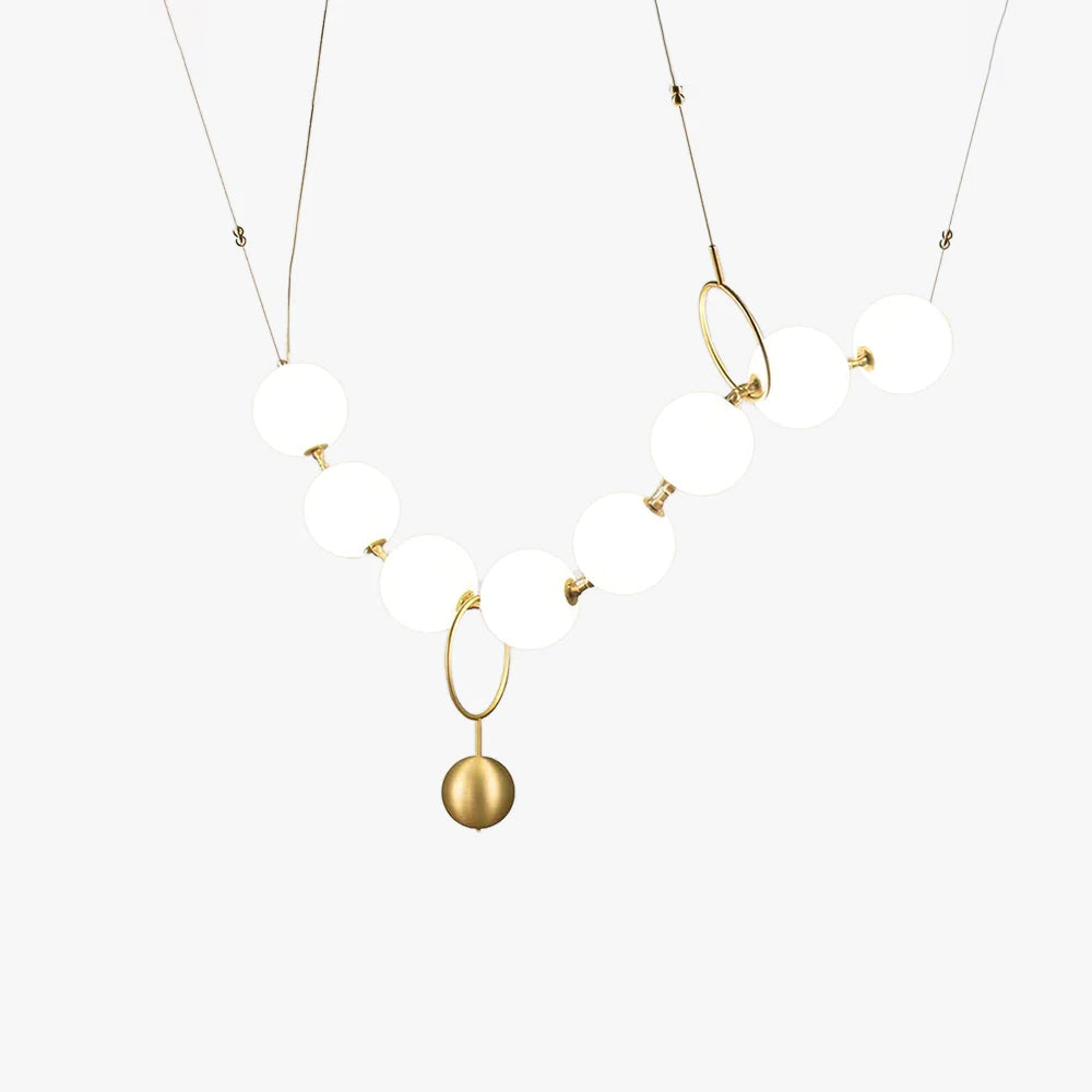 Necklace pendant light draped above an interior space