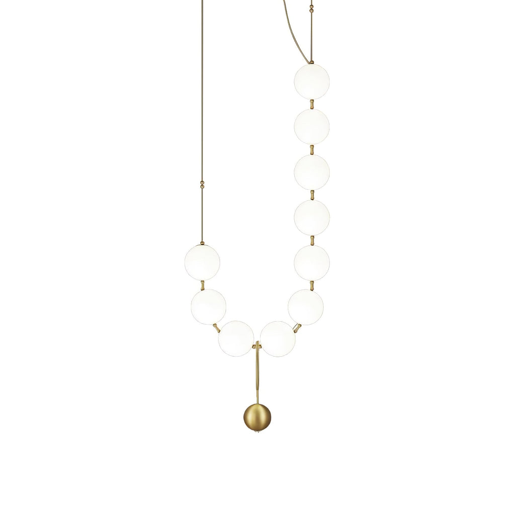 Necklace pendant light arranged in a flowing line of globes