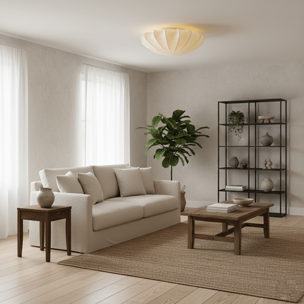 Nelson Bubble ceiling lamp over a dining setting giving off a warm refined light