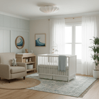 Nelson Bubble ceiling lamp shown lit, the silk diffusing warm ambient light