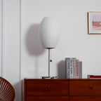 Faux silk bubble table lamp shown against a clean neutral backdrop