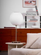 Faux silk bubble table lamp shown against a clean neutral backdrop