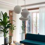 Pendant Light, Crisscross Bubble, Mulberry Silk, Steel Wireframe, E26