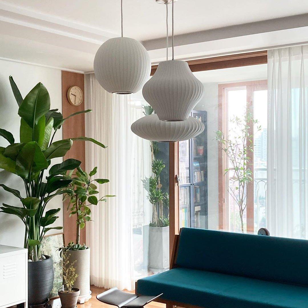 Pendant Light, Crisscross Bubble, Mulberry Silk, Steel Wireframe, E26