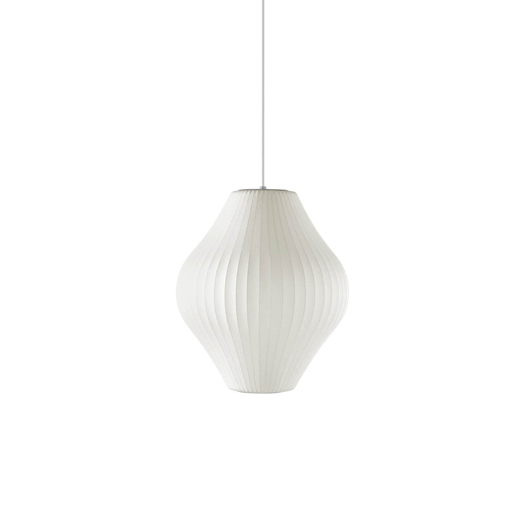 Mulberry silk bubble pendant light suspended over a dining space