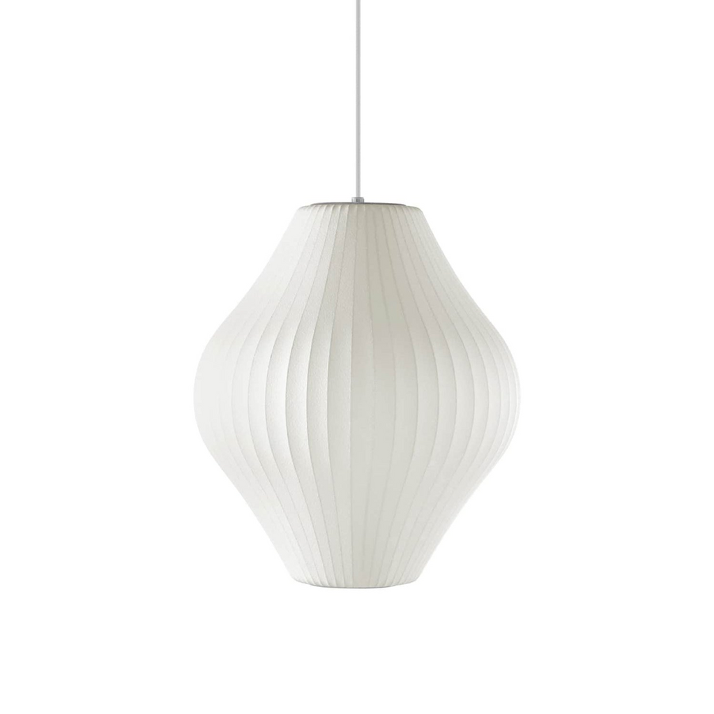 Mulberry silk bubble pendant light shown on a neutral backdrop