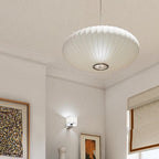 Pendant Light, Crisscross Bubble, Mulberry Silk, Steel Wireframe, E26