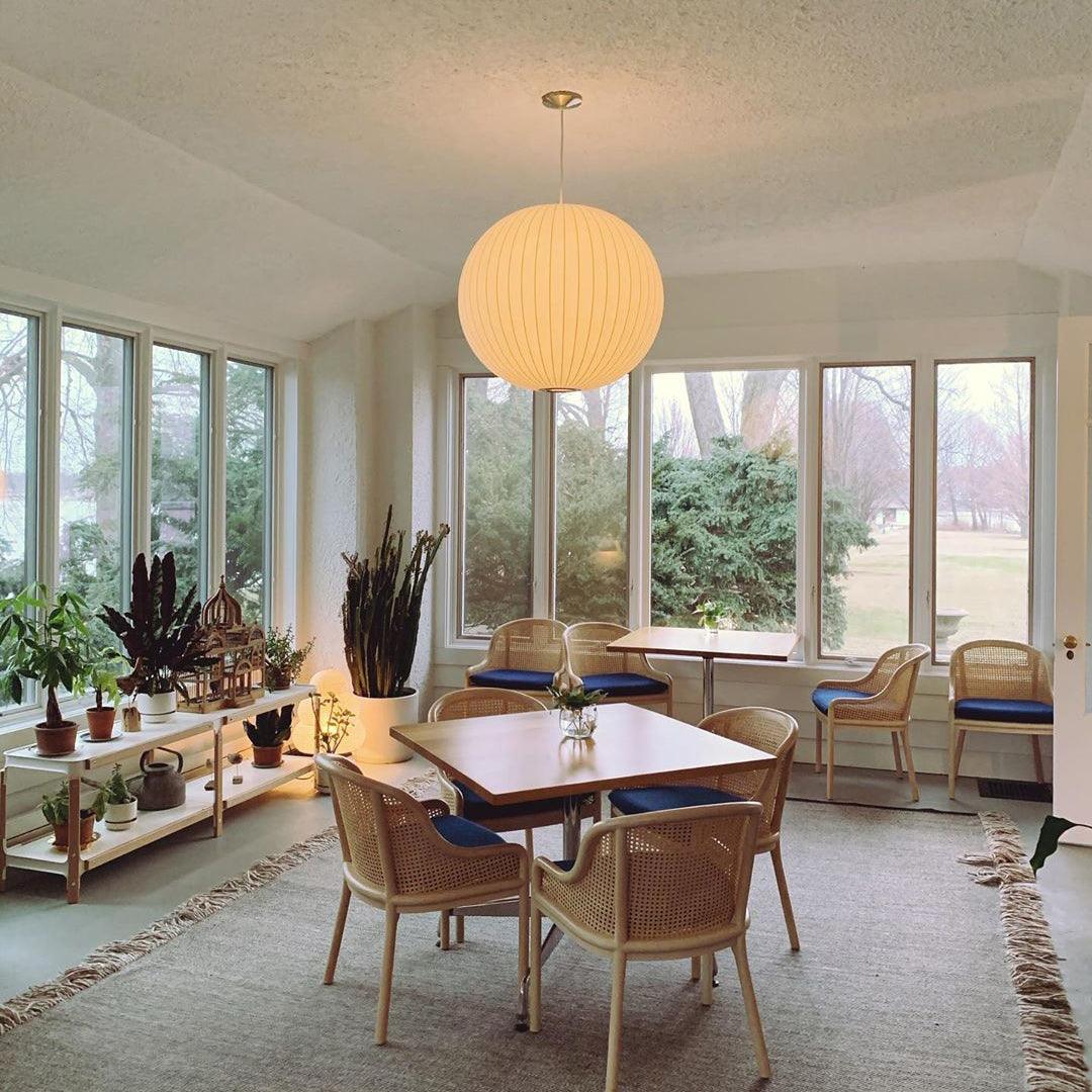 Pendant Light, Crisscross Bubble, Mulberry Silk, Steel Wireframe, E26