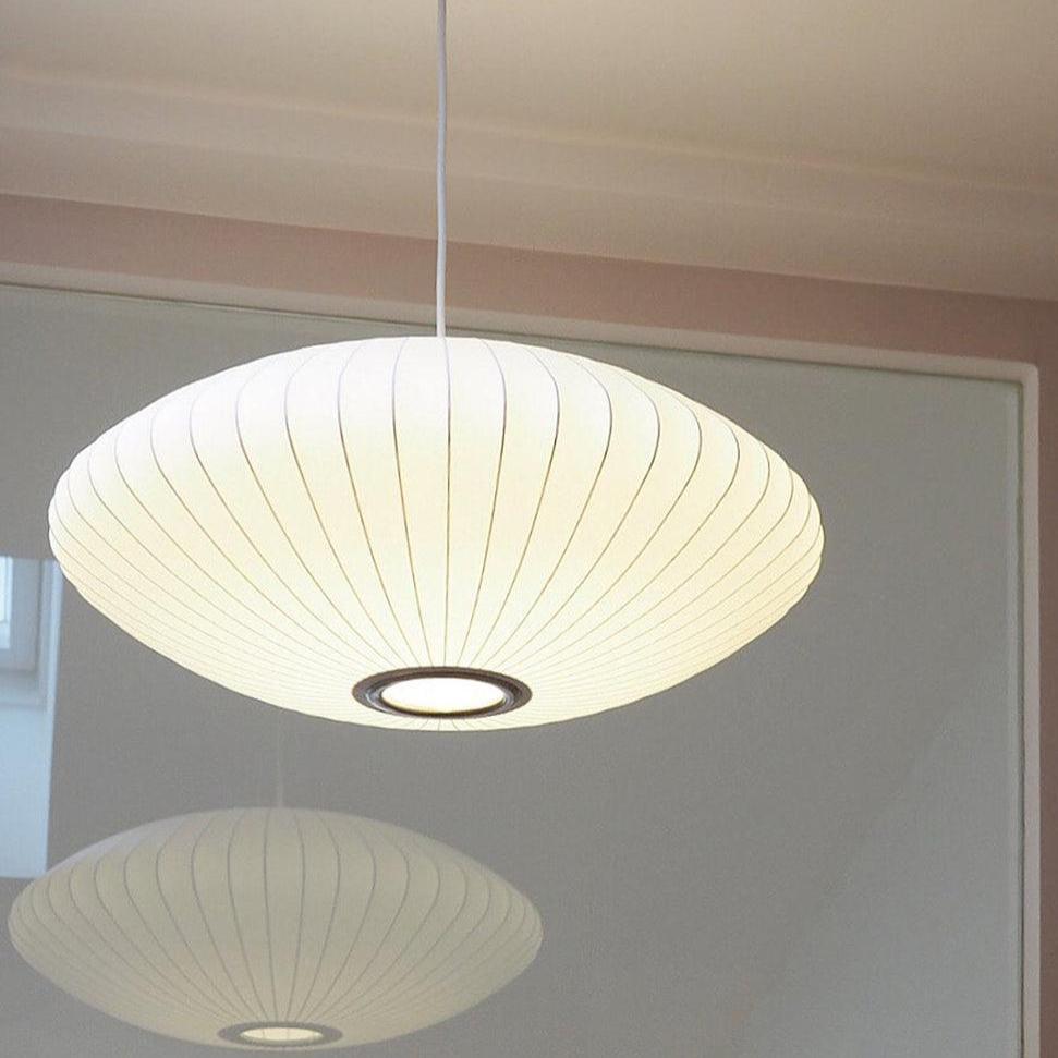 Pendant Light, Crisscross Bubble, Mulberry Silk, Steel Wireframe, E26