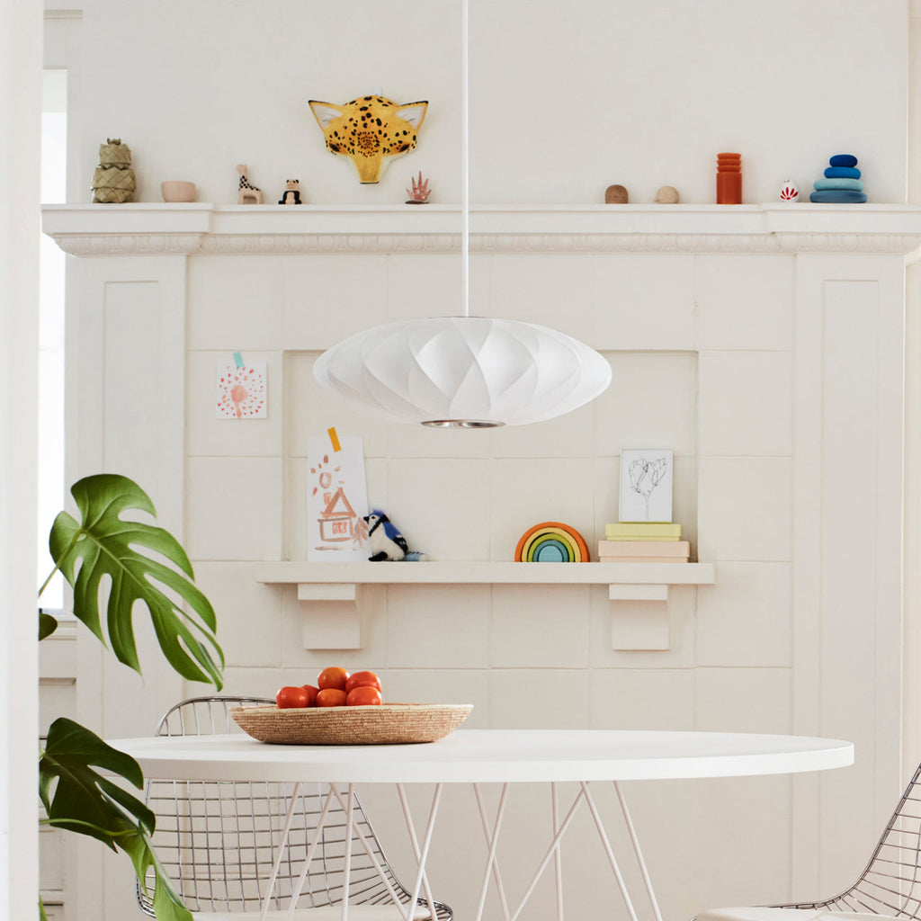 Pendant Light, Crisscross Bubble, Mulberry Silk, Steel Wireframe, E26
